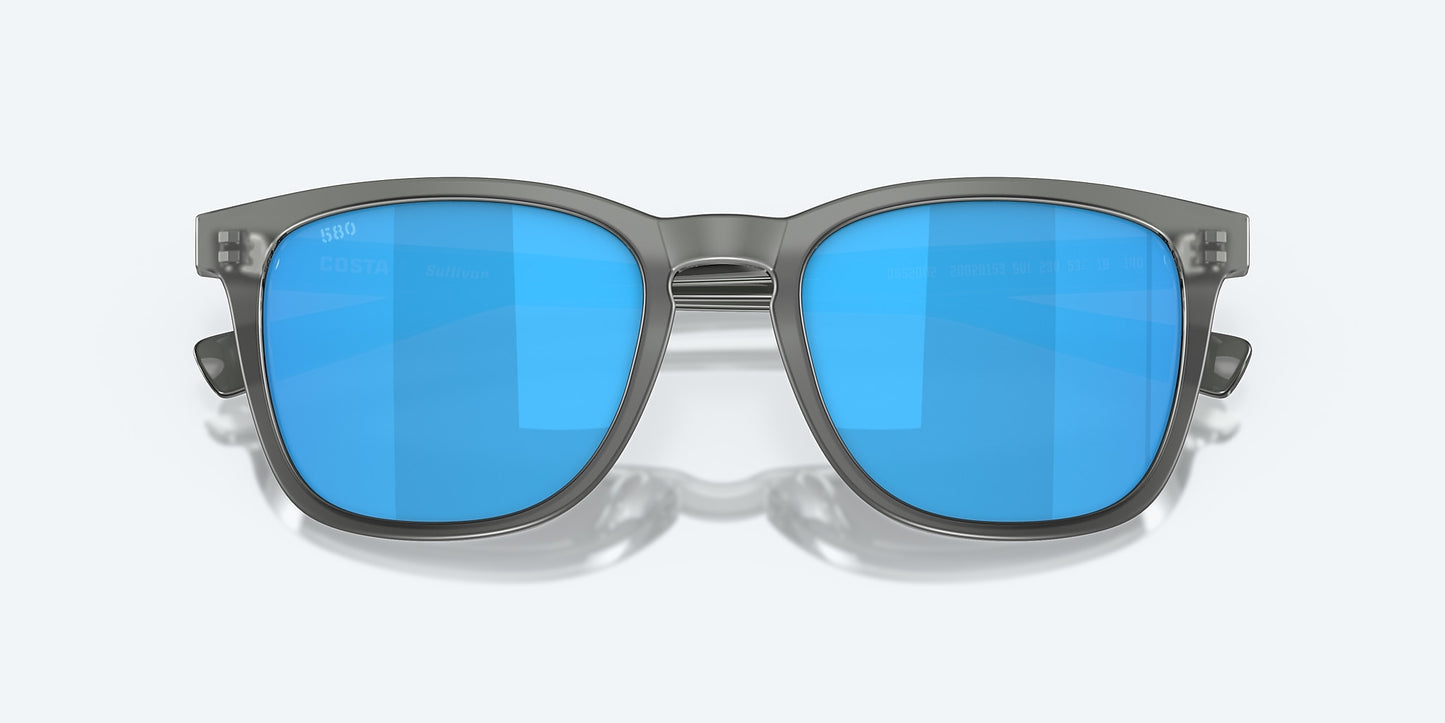 [Blue Mirror Polarized Glass Lenses, Matte Gray Crystal Frame]
