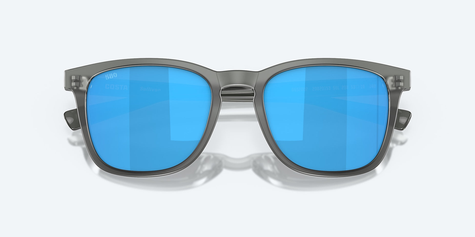[Blue Mirror Polarized Glass Lenses, Matte Gray Crystal Frame]