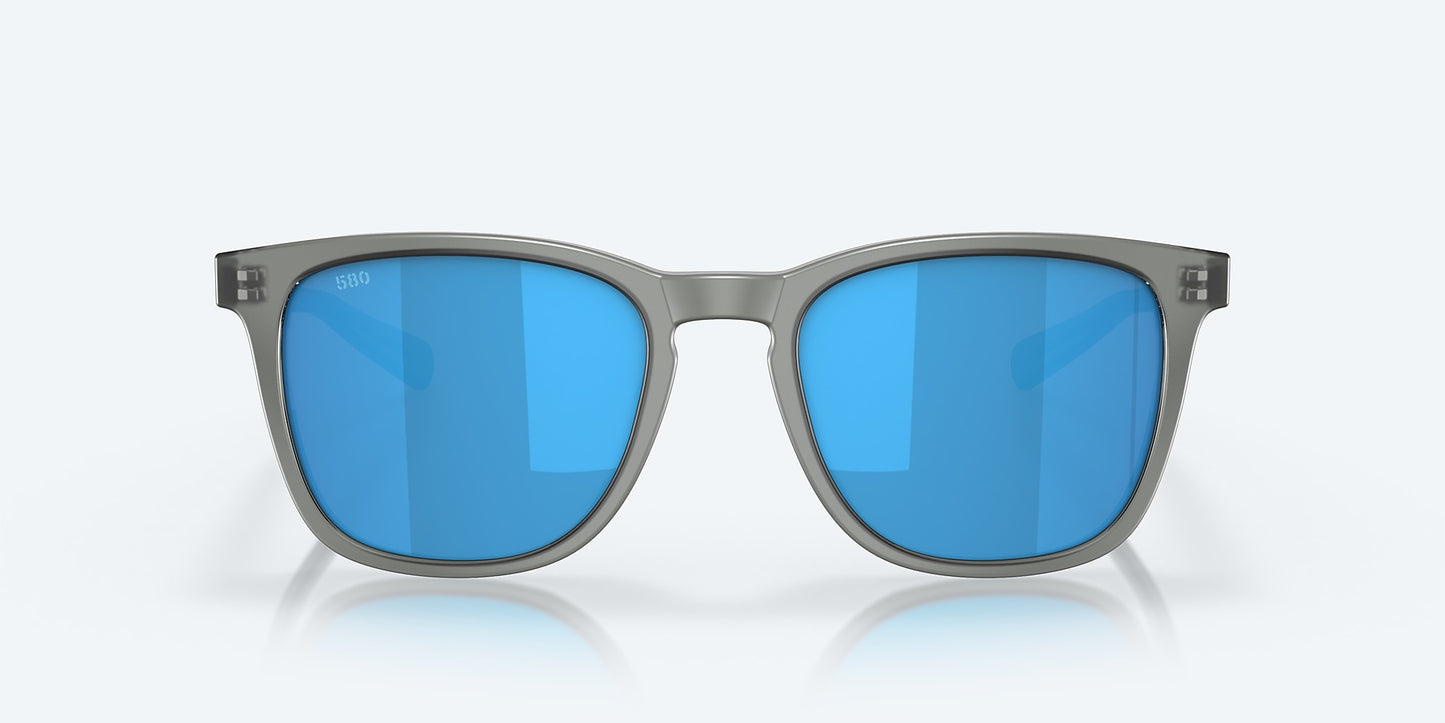 [Blue Mirror Polarized Glass Lenses, Matte Gray Crystal Frame]