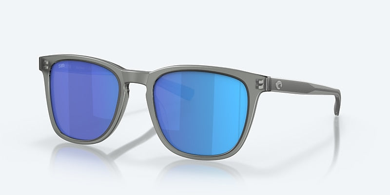 [Blue Mirror Polarized Glass Lenses, Matte Gray Crystal Frame]