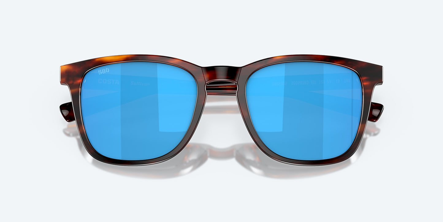 [Blue Mirror Polarized Glass Lenses, Matte Tortoise Frame]