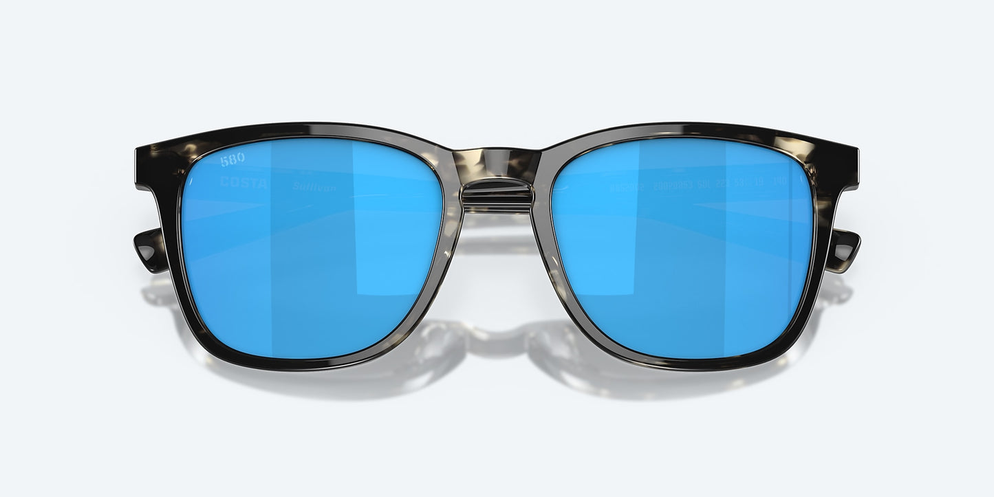 [Blue Mirror Polarized Glass Lenses, Shiny Black Kelp Frame]