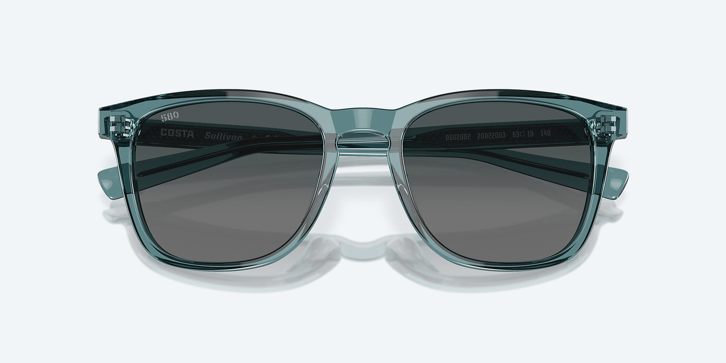 [Gray Gradient Polarized Glass Lenses, Aquamarine Frame]