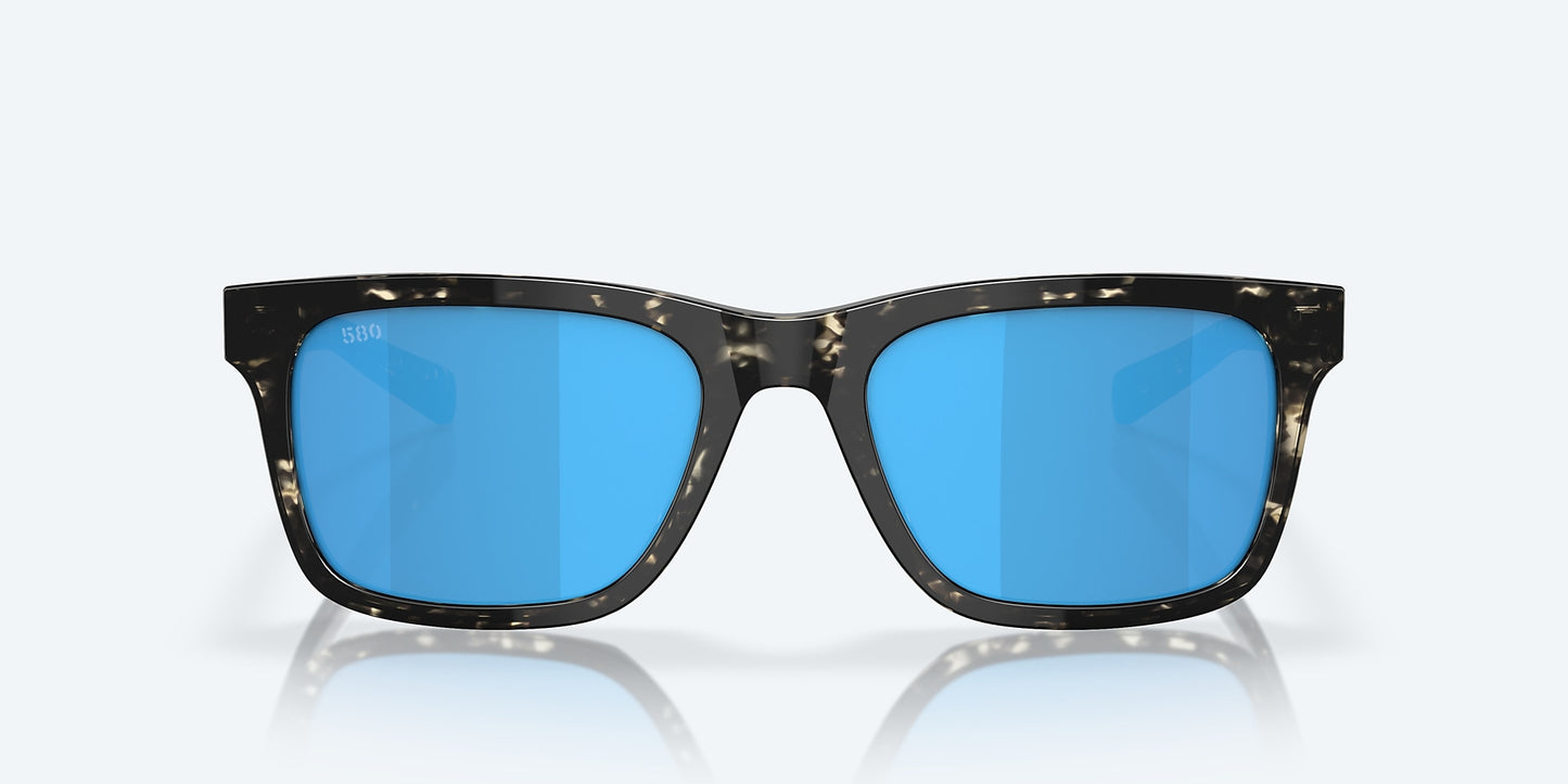 [Blue Mirror Polarized Glass Lenses, Shiny Black Kelp Frame]