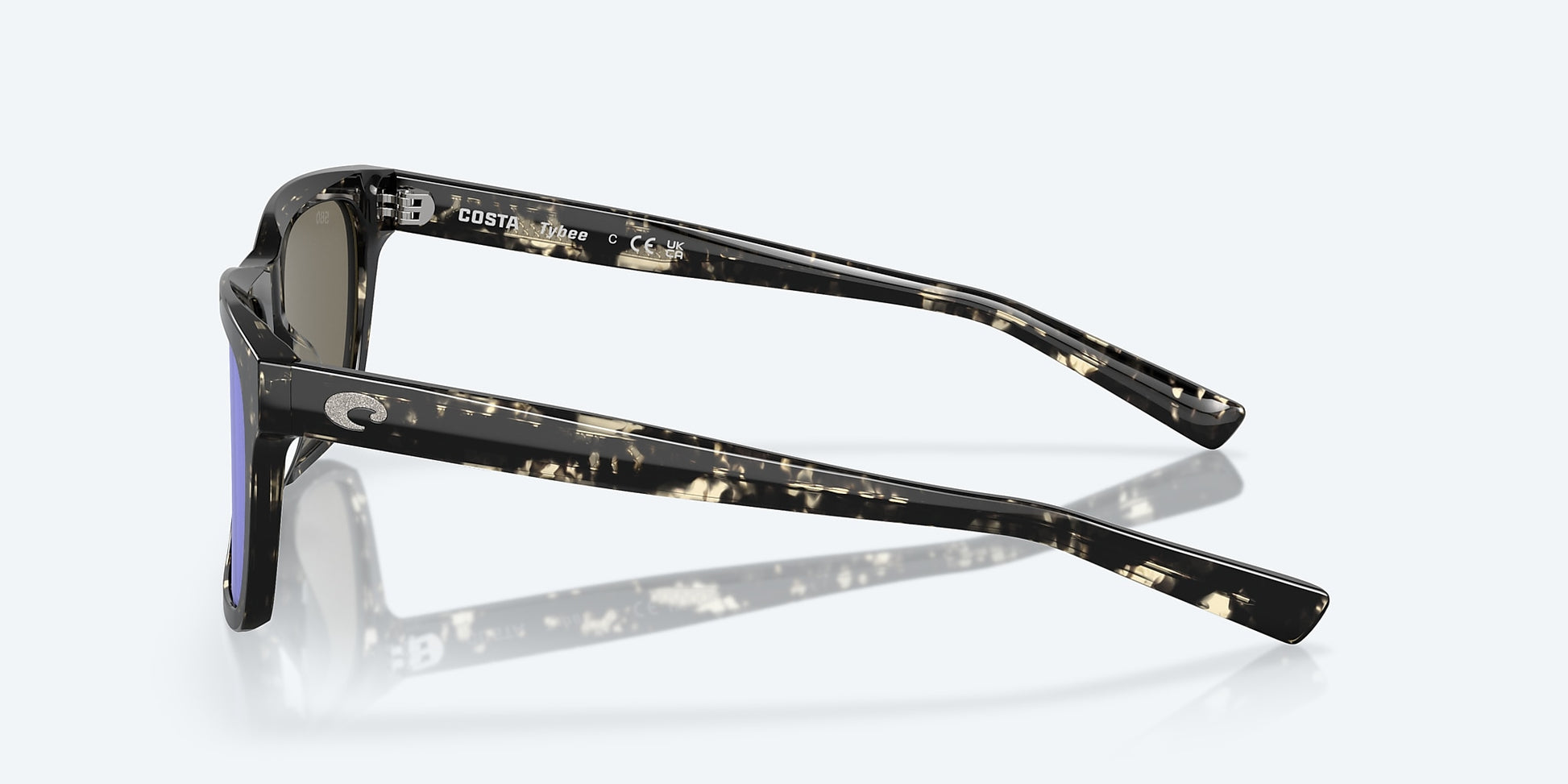 [Blue Mirror Polarized Glass Lenses, Shiny Black Kelp Frame]
