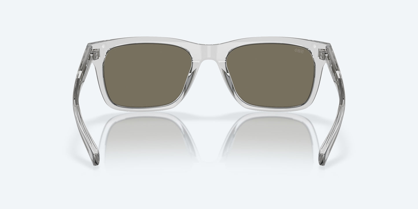 [Blue Mirror Polarized Glass Lenses, Shiny Light Gray Crystal Frame]
