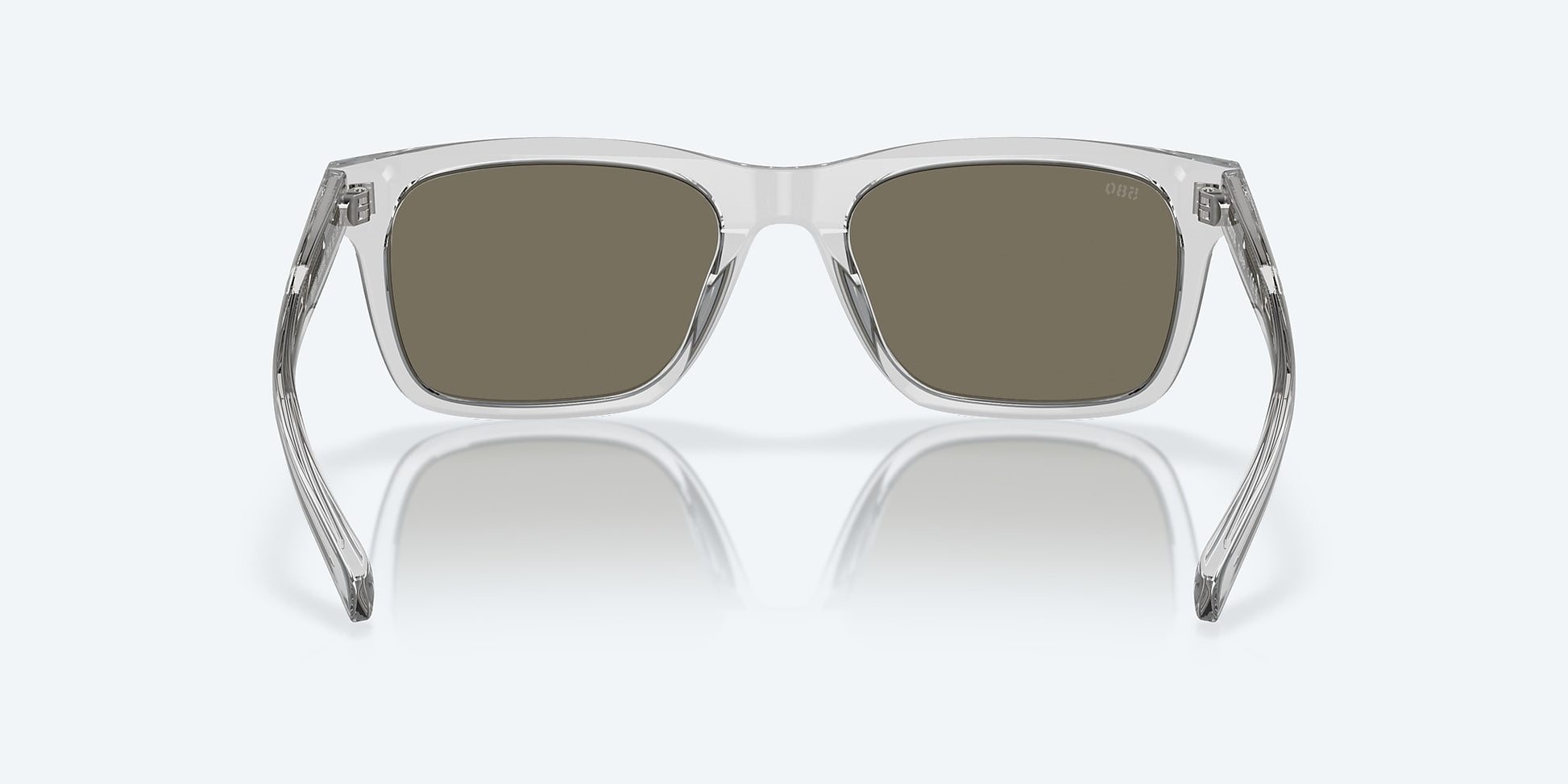 [Blue Mirror Polarized Glass Lenses, Shiny Light Gray Crystal Frame]