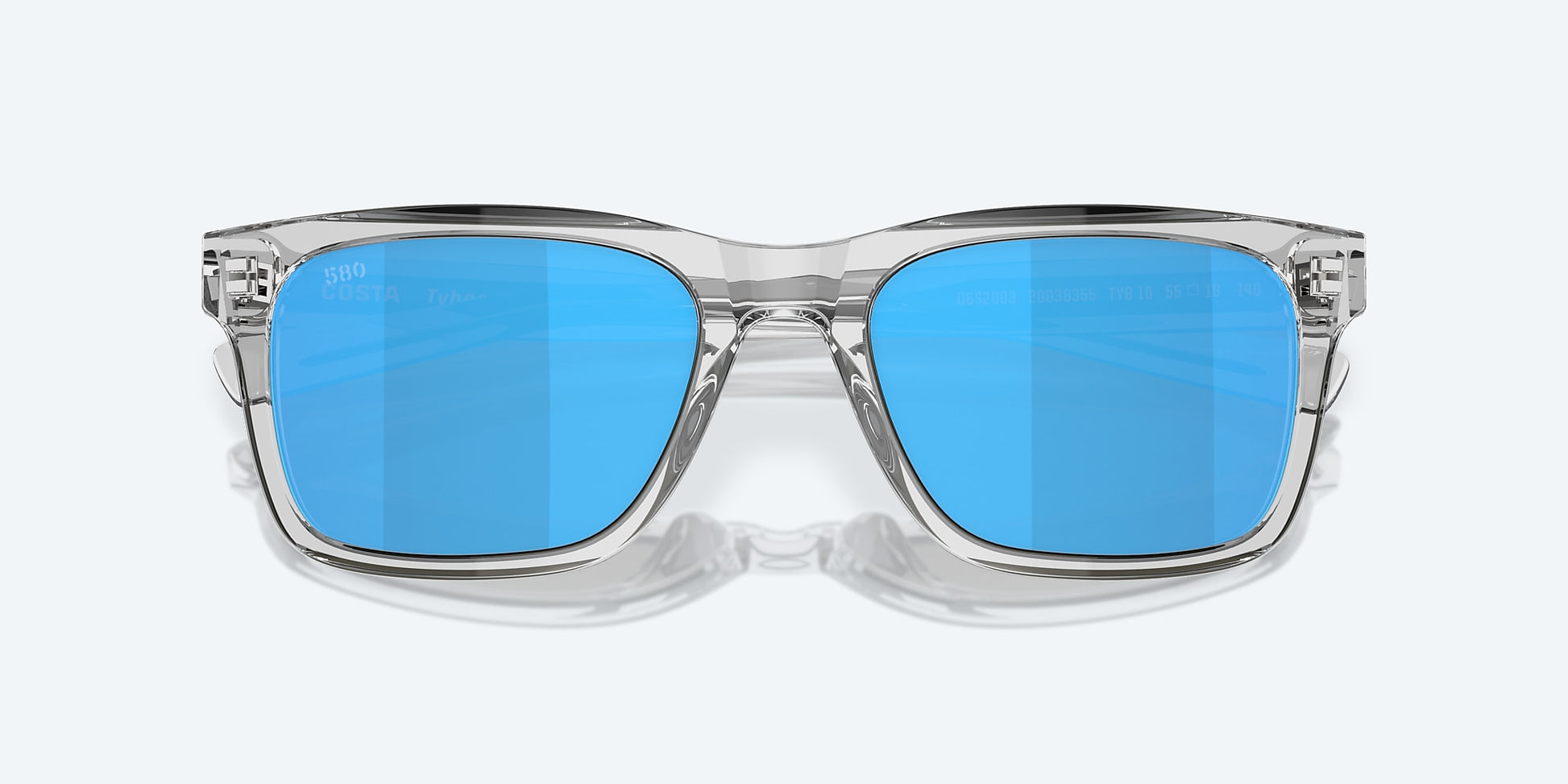 [Blue Mirror Polarized Glass Lenses, Shiny Light Gray Crystal Frame]