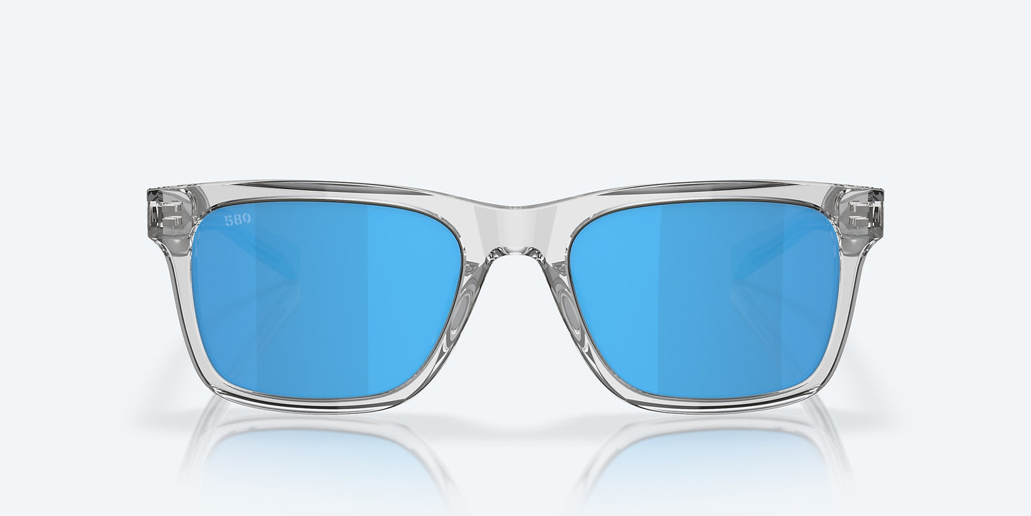 [Blue Mirror Polarized Glass Lenses, Shiny Light Gray Crystal Frame]