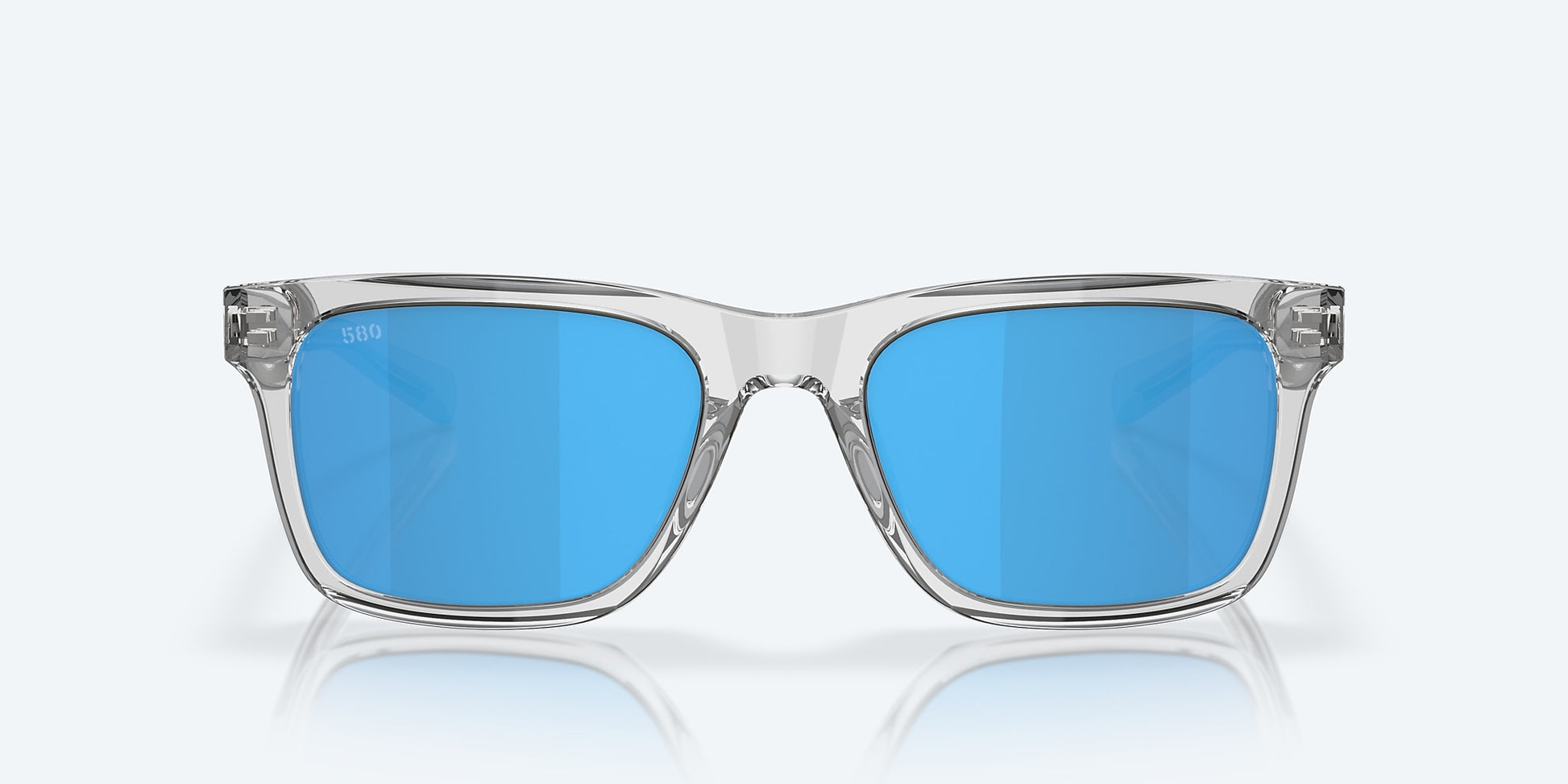 [Blue Mirror Polarized Glass Lenses, Shiny Light Gray Crystal Frame]