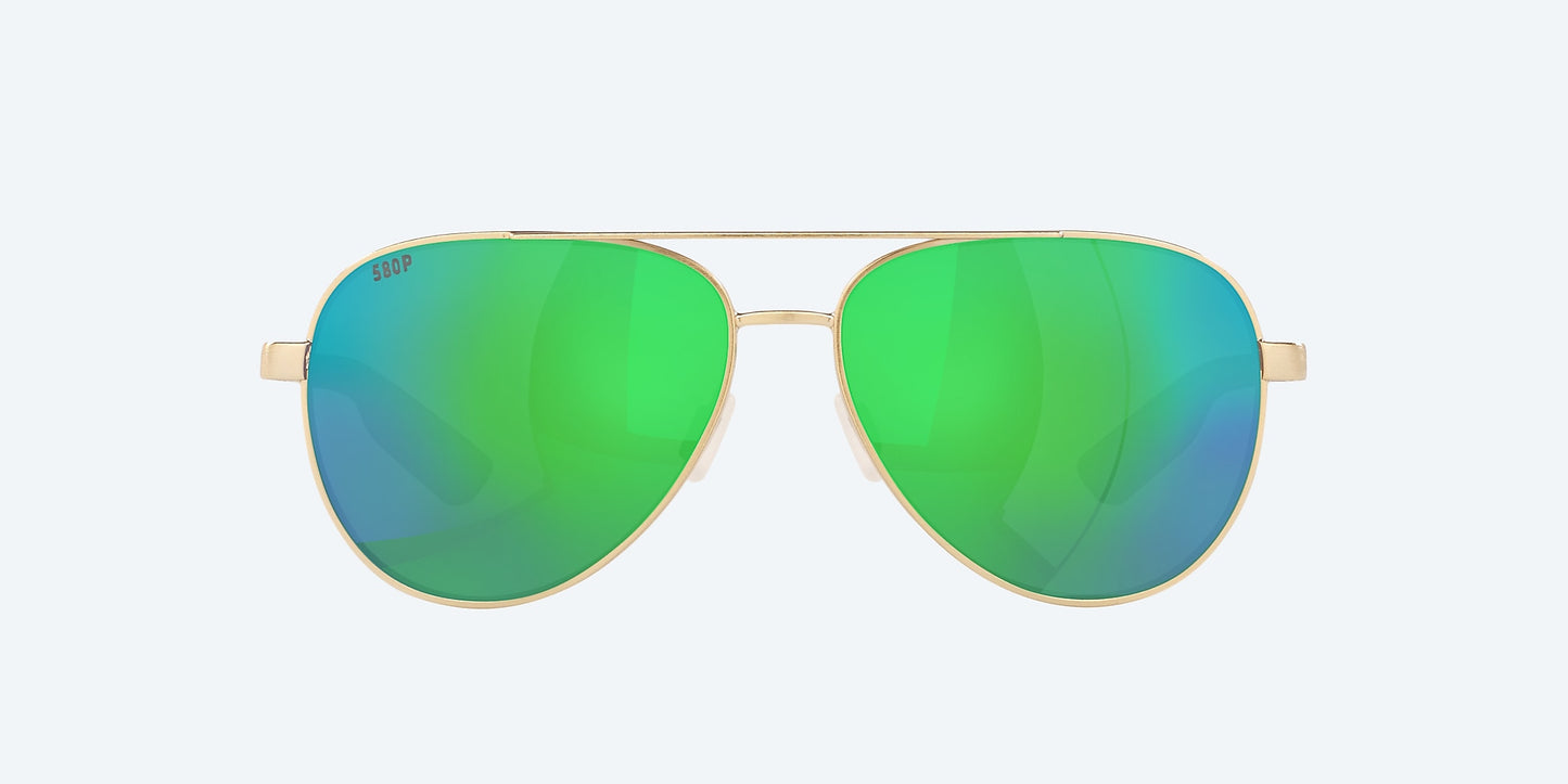[Green Mirror Polarized Polycarbonate Lenses, Brushed Gold Frame]