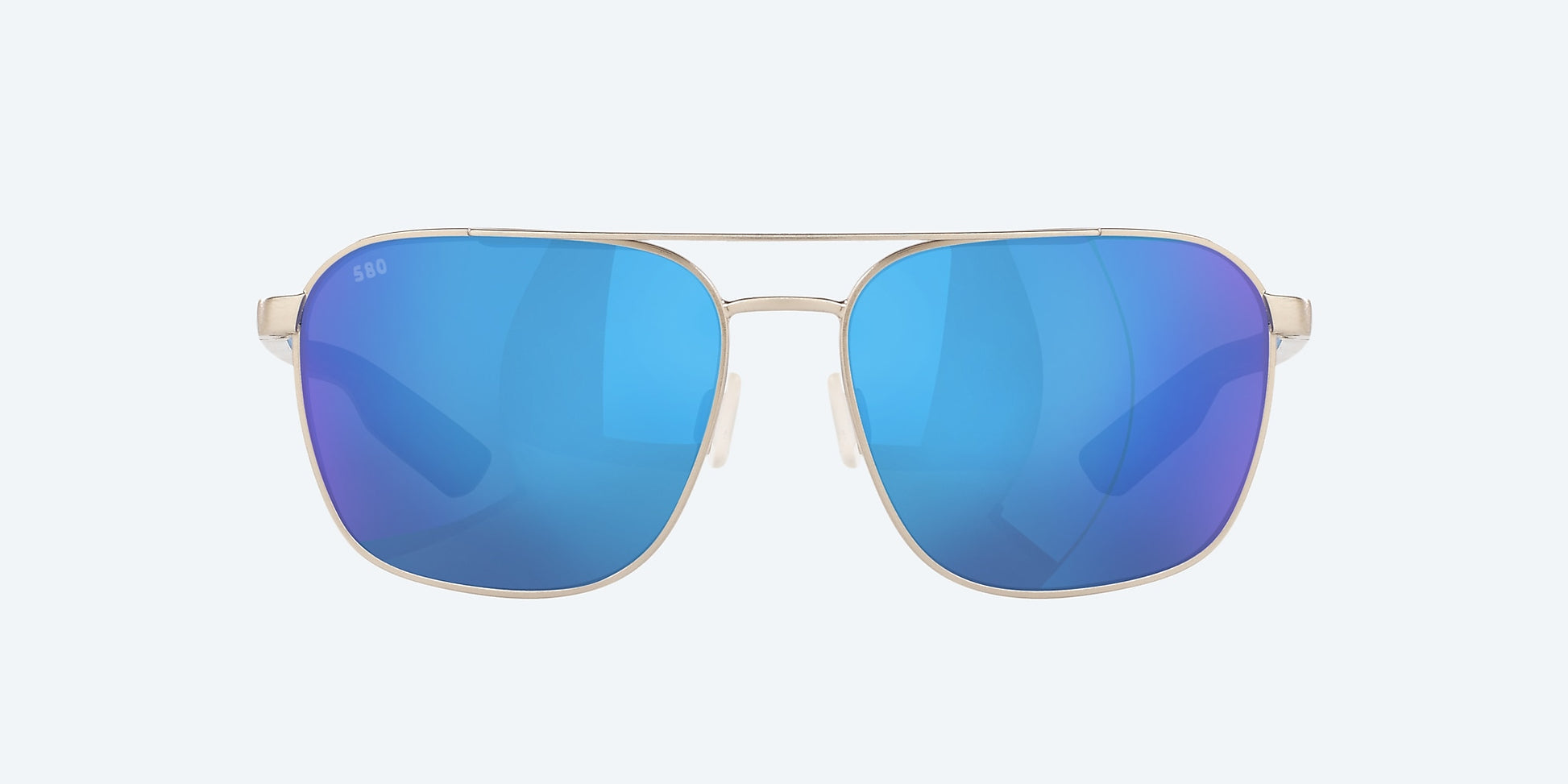 [Blue Mirror Polarized Glass Lenses, Brushed Silver Frame]