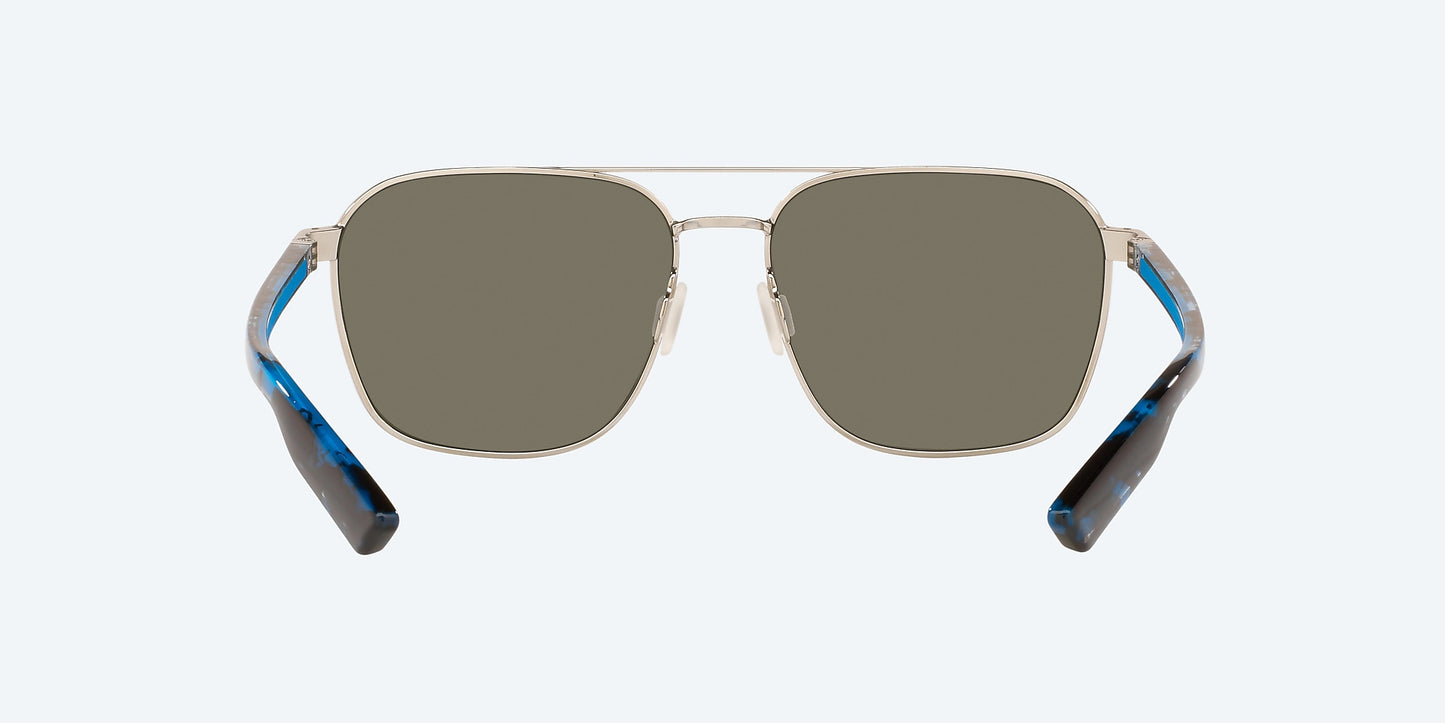 [Blue Mirror Polarized Glass Lenses, Brushed Silver Frame]