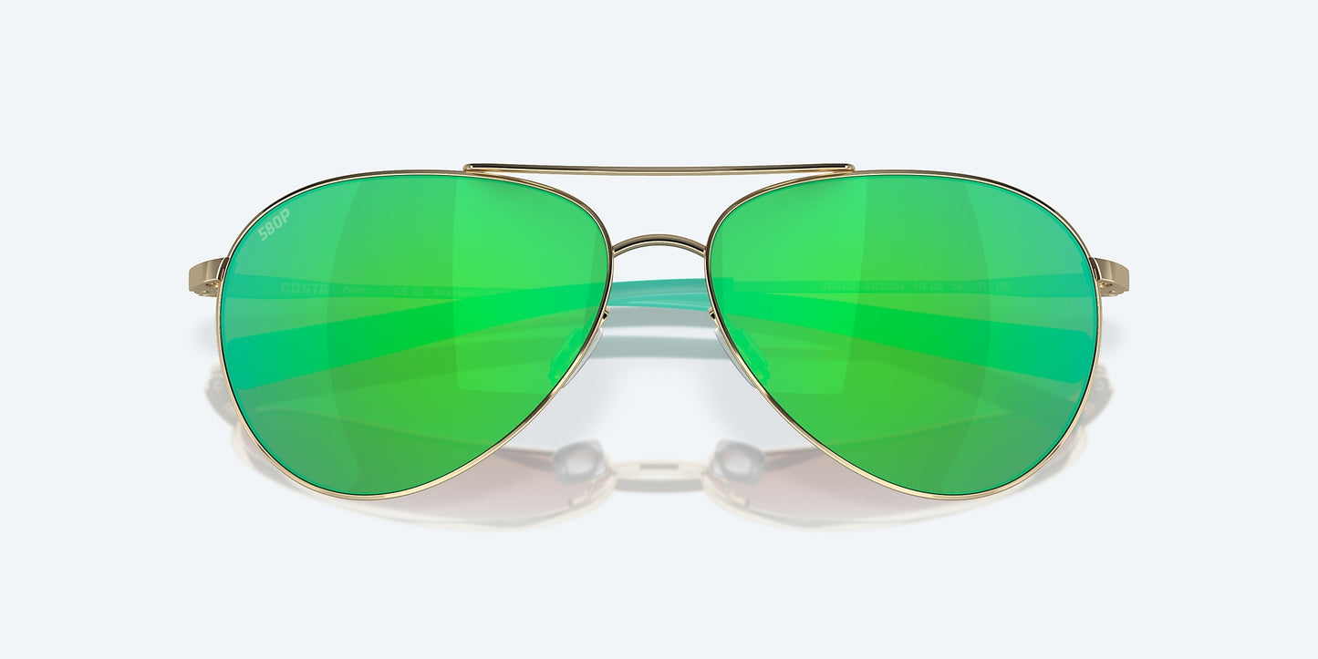 [Green Mirror Polarized Polycarbonate Lenses, Shiny Gold Frame]