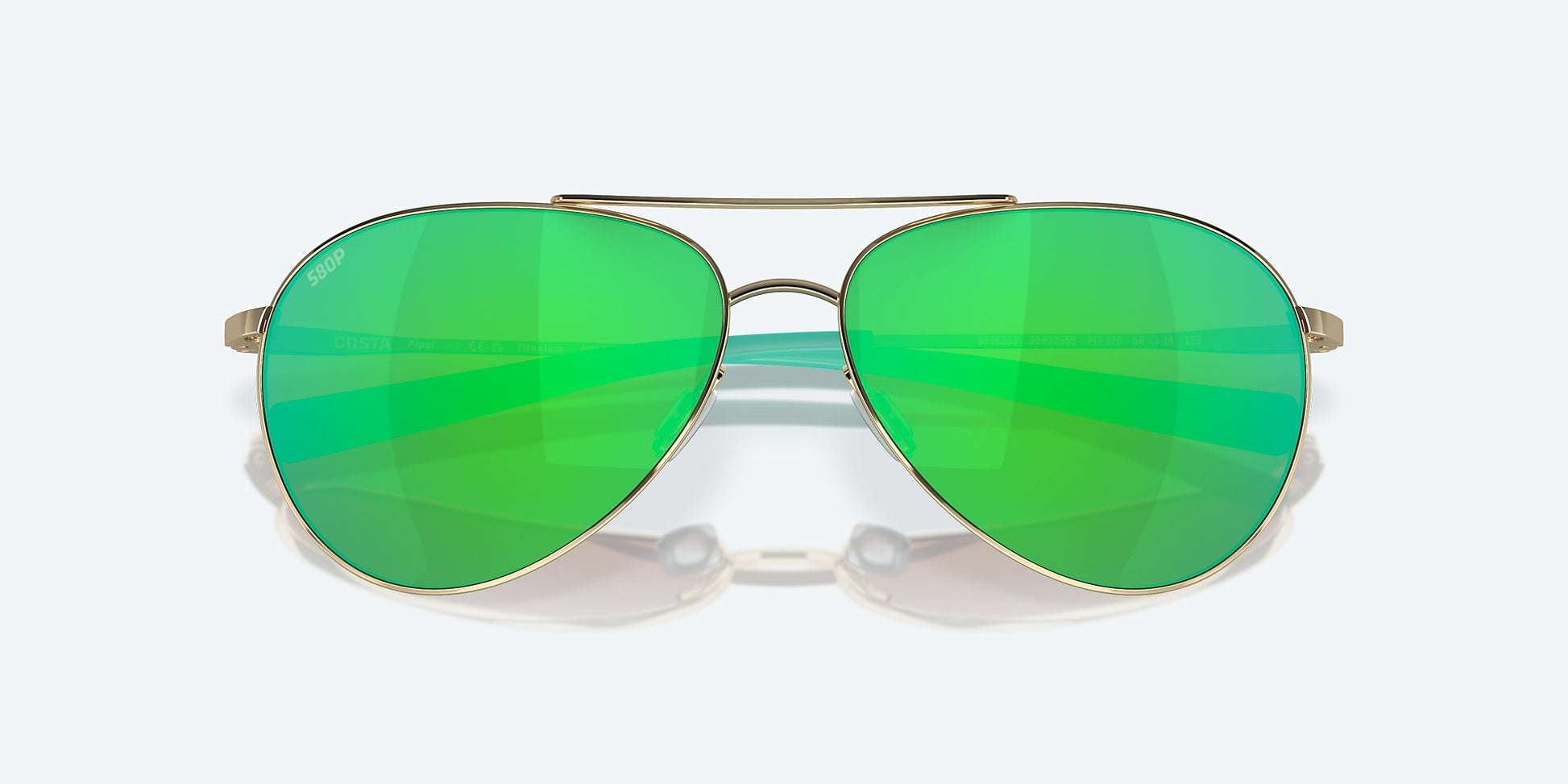 [Green Mirror Polarized Polycarbonate Lenses, Shiny Gold Frame]