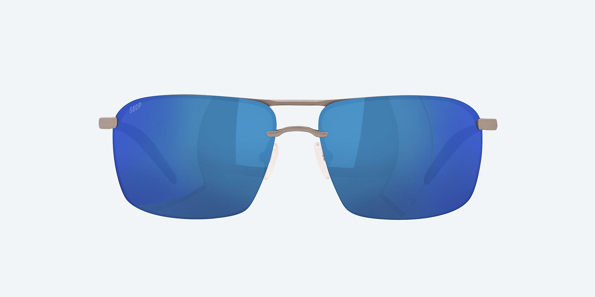 [Blue Mirror Polarized Polycarbonate Lenses, Matte Silver Frame]
