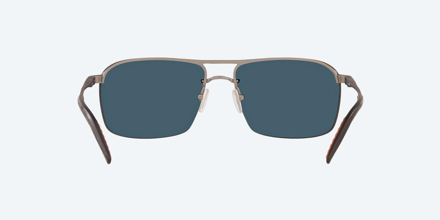 [Blue Mirror Polarized Polycarbonate Lenses, Matte Silver Frame]
