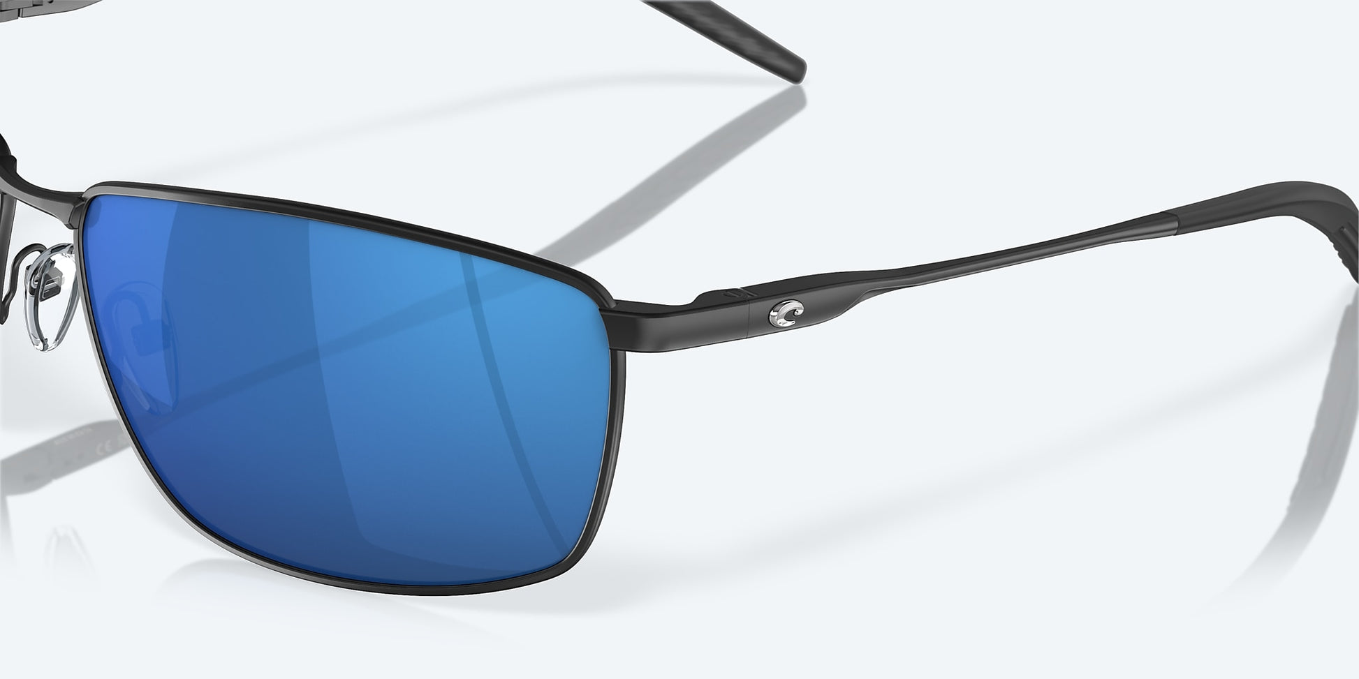 [Blue Mirror Polarized Polycarbonate Lenses, Matte Black Frame]