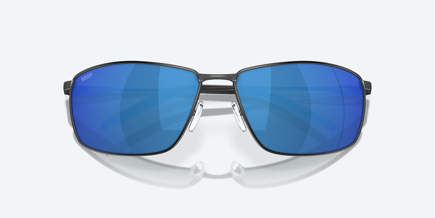 [Blue Mirror Polarized Polycarbonate Lenses, Matte Black Frame]