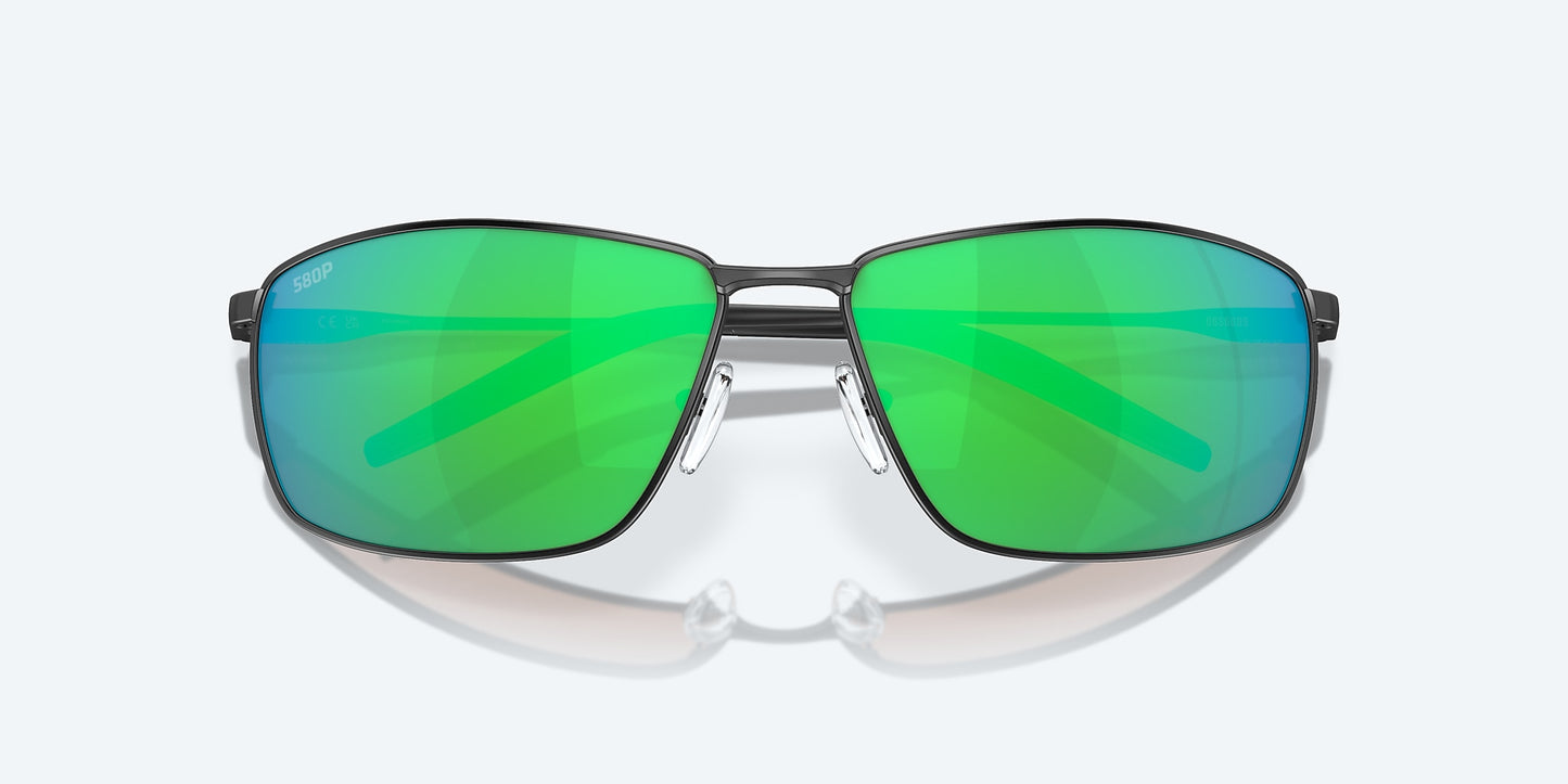 [Green Mirror Polarized Polycarbonate Lenses, Matte Black Frame]