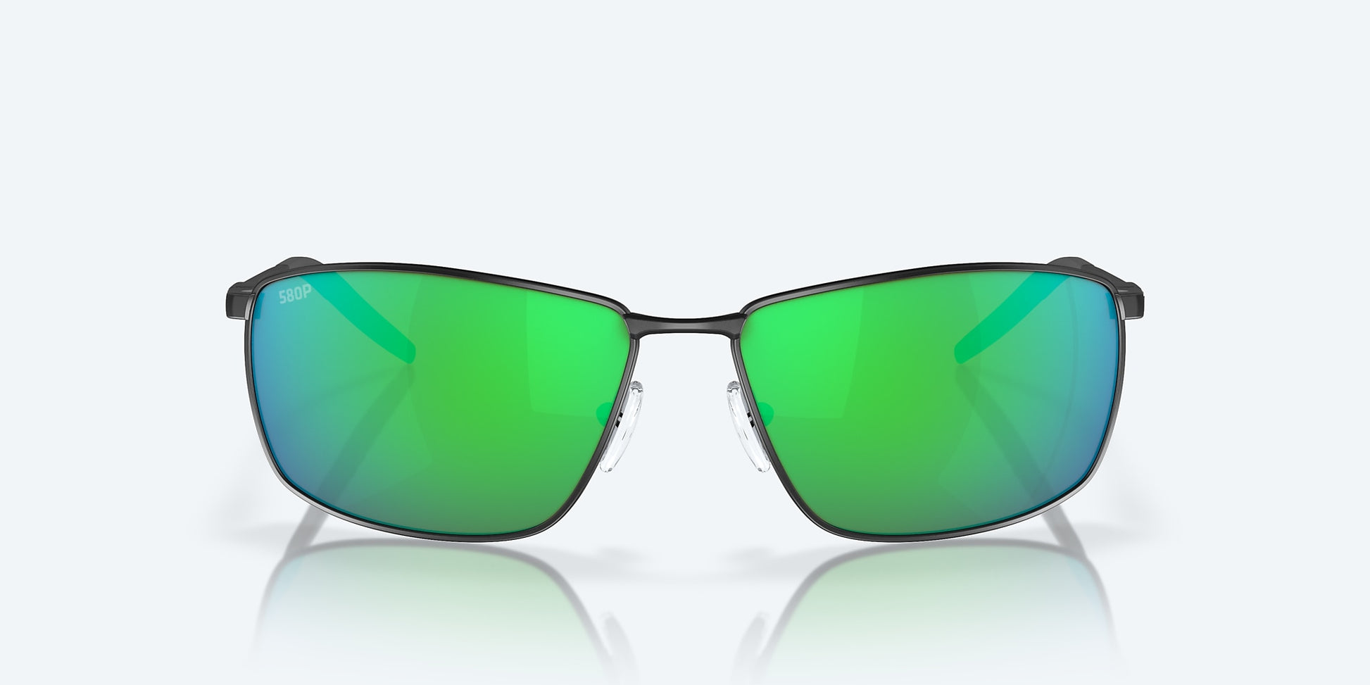 [Green Mirror Polarized Polycarbonate Lenses, Matte Black Frame]