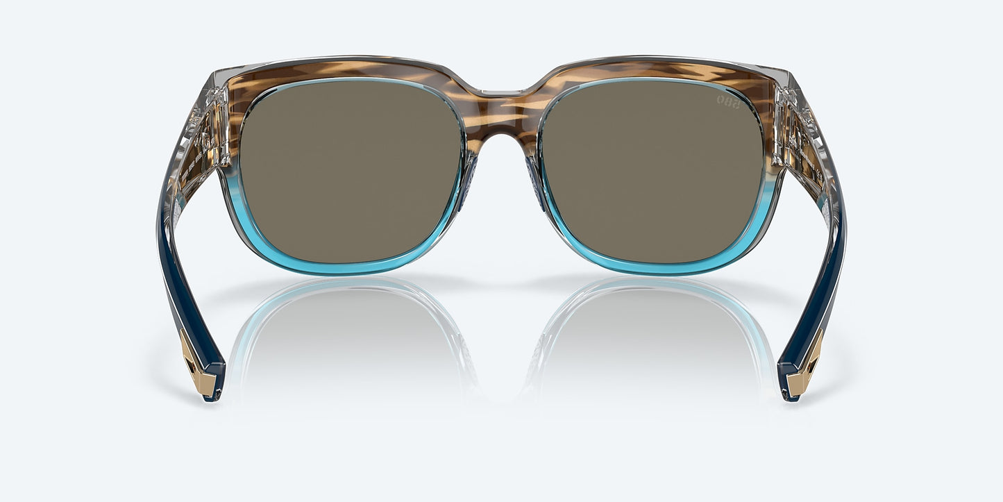 [Blue Mirror Polarized Glass Lenses, Shiny Wahoo Frame]