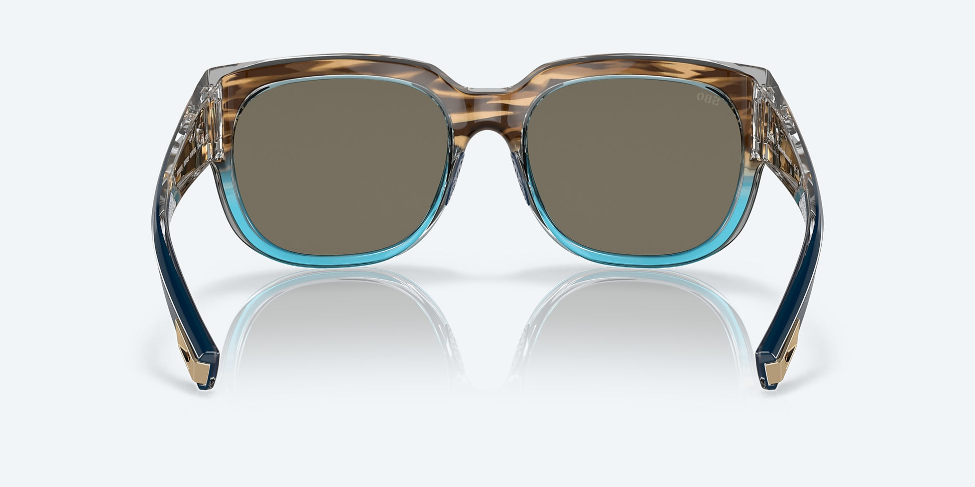 [Blue Mirror Polarized Glass Lenses, Shiny Wahoo Frame]