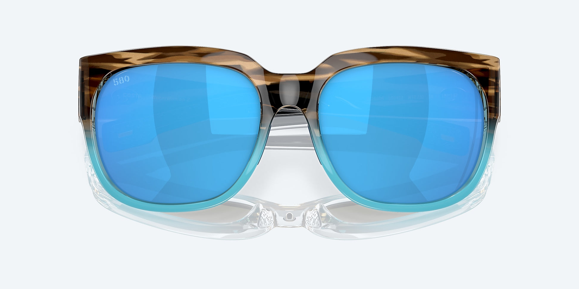 [Blue Mirror Polarized Glass Lenses, Shiny Wahoo Frame]
