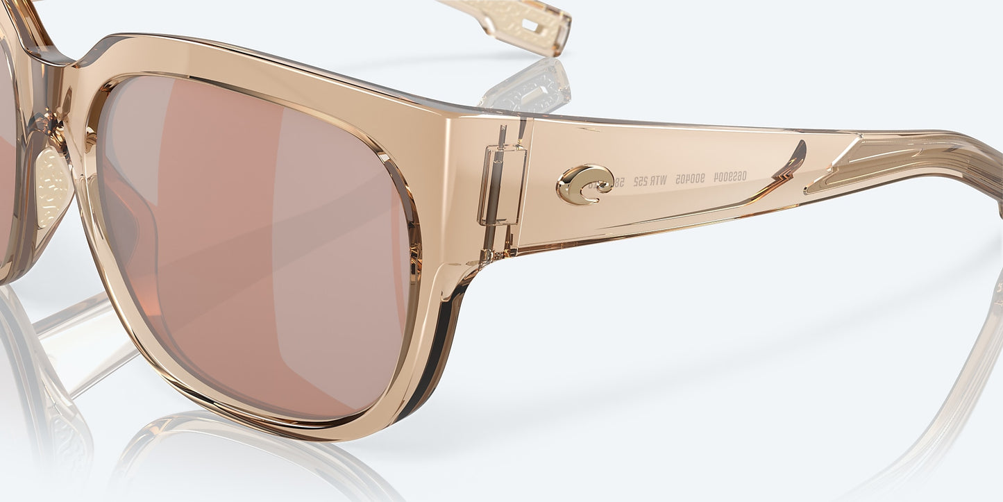 [Copper Silver Mirror Polarized Polycarbonate Lenses, Shiny Blonde Crystal Frame]