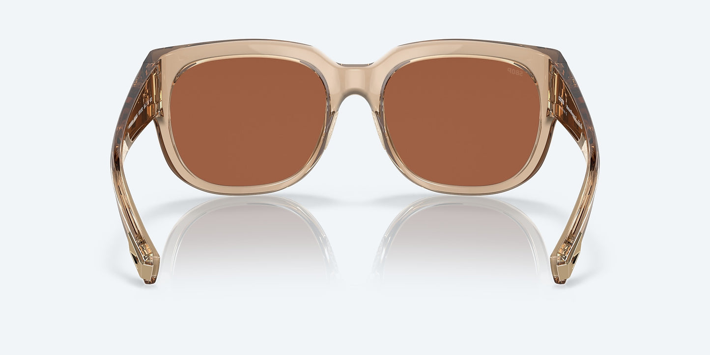[Copper Silver Mirror Polarized Polycarbonate Lenses, Shiny Blonde Crystal Frame]
