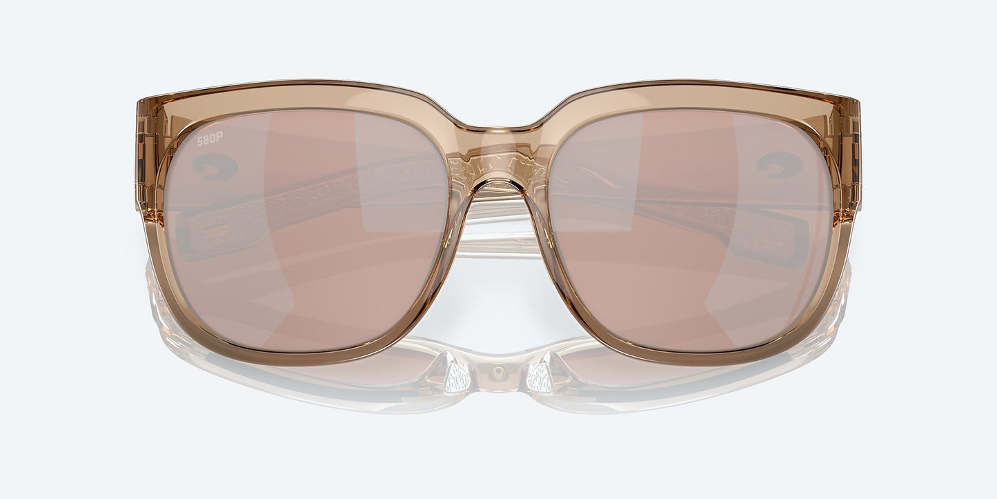 [Copper Silver Mirror Polarized Polycarbonate Lenses, Shiny Blonde Crystal Frame]
