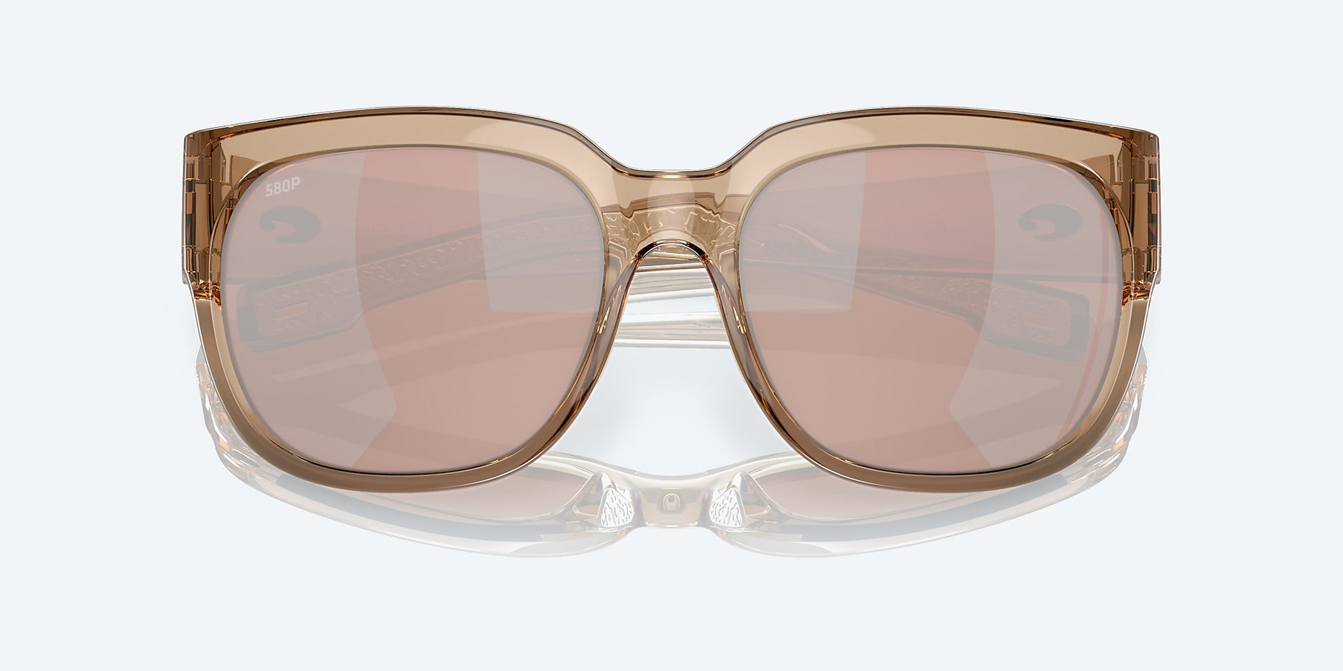 [Copper Silver Mirror Polarized Polycarbonate Lenses, Shiny Blonde Crystal Frame]