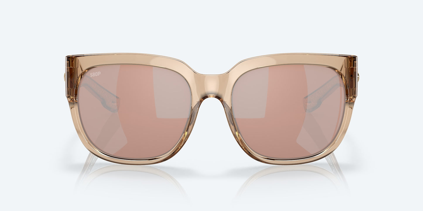 [Copper Silver Mirror Polarized Polycarbonate Lenses, Shiny Blonde Crystal Frame]