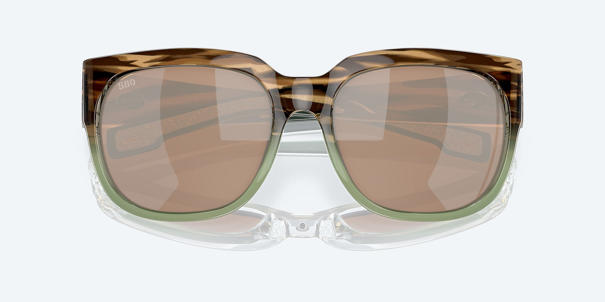 [Copper Silver Mirror Polarized Glass Lenses, Shiny Ocean Jade Frame]