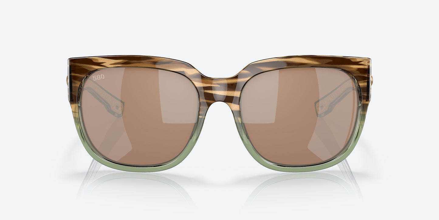 [Copper Silver Mirror Polarized Glass Lenses, Shiny Ocean Jade Frame]