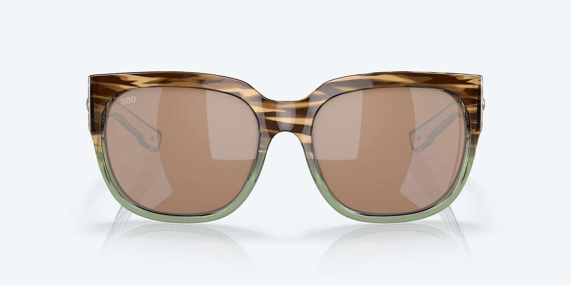 [Copper Silver Mirror Polarized Glass Lenses, Shiny Ocean Jade Frame]