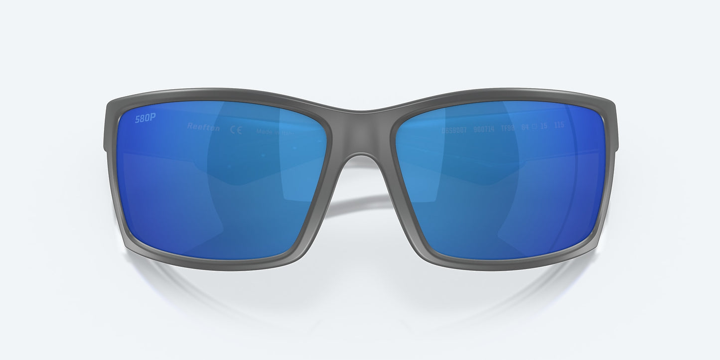 [Blue Mirror Polarized Polycarbonate Lenses, Matte Gray Frame]