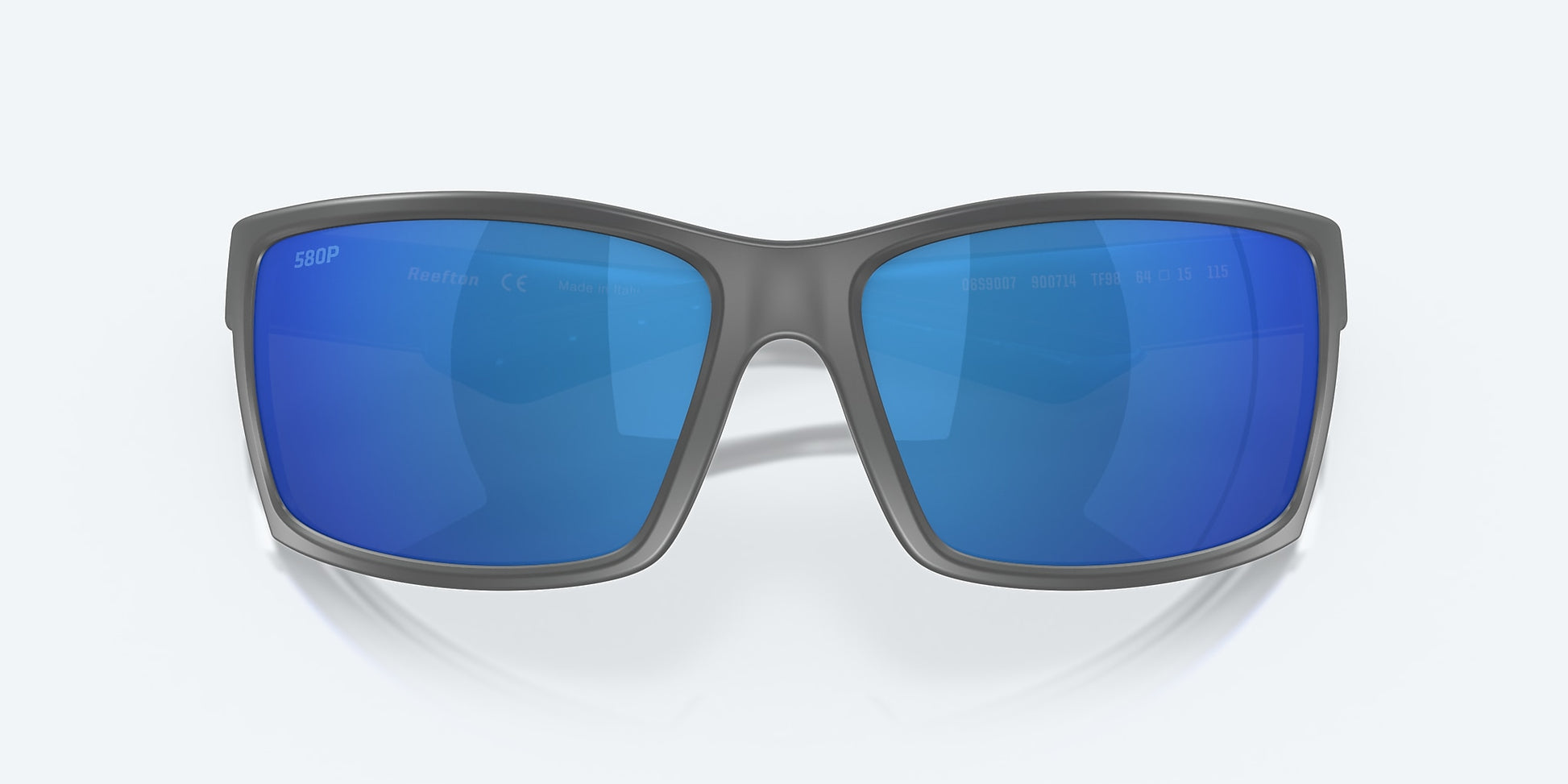 [Blue Mirror Polarized Polycarbonate Lenses, Matte Gray Frame]