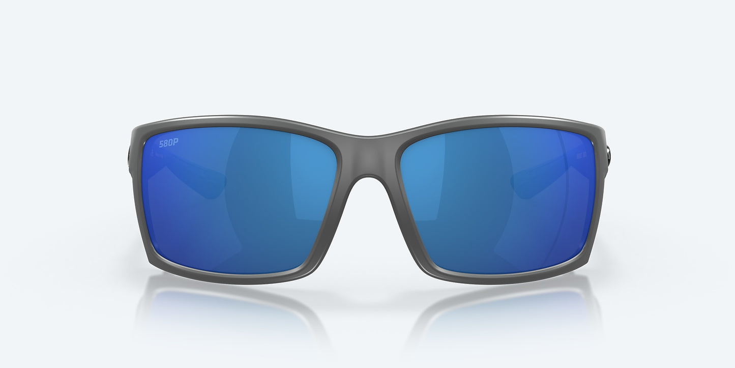 [Blue Mirror Polarized Polycarbonate Lenses, Matte Gray Frame]