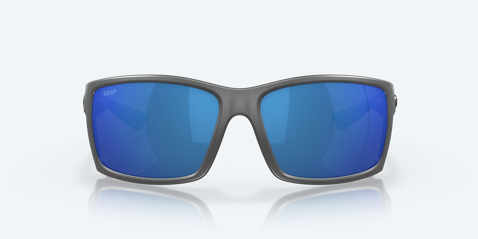 [Blue Mirror Polarized Polycarbonate Lenses, Matte Gray Frame]