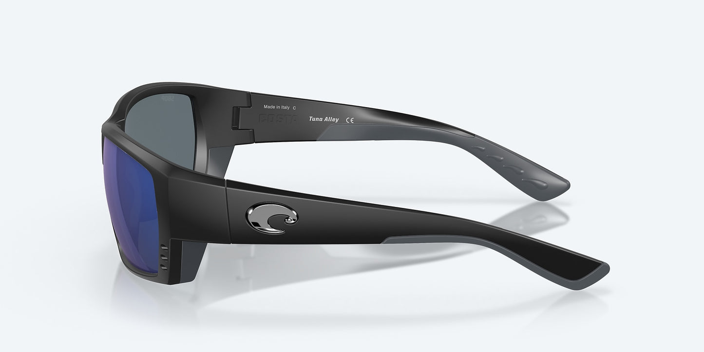 [Blue Mirror Polarized Polycarbonate Lenses, Matte Black Frame]