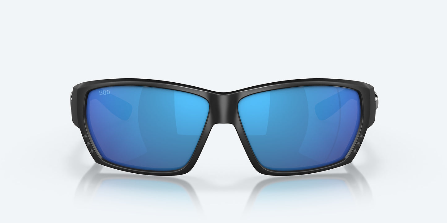 [Blue Mirror Polarized Glass Lenses, Matte Black Frame]