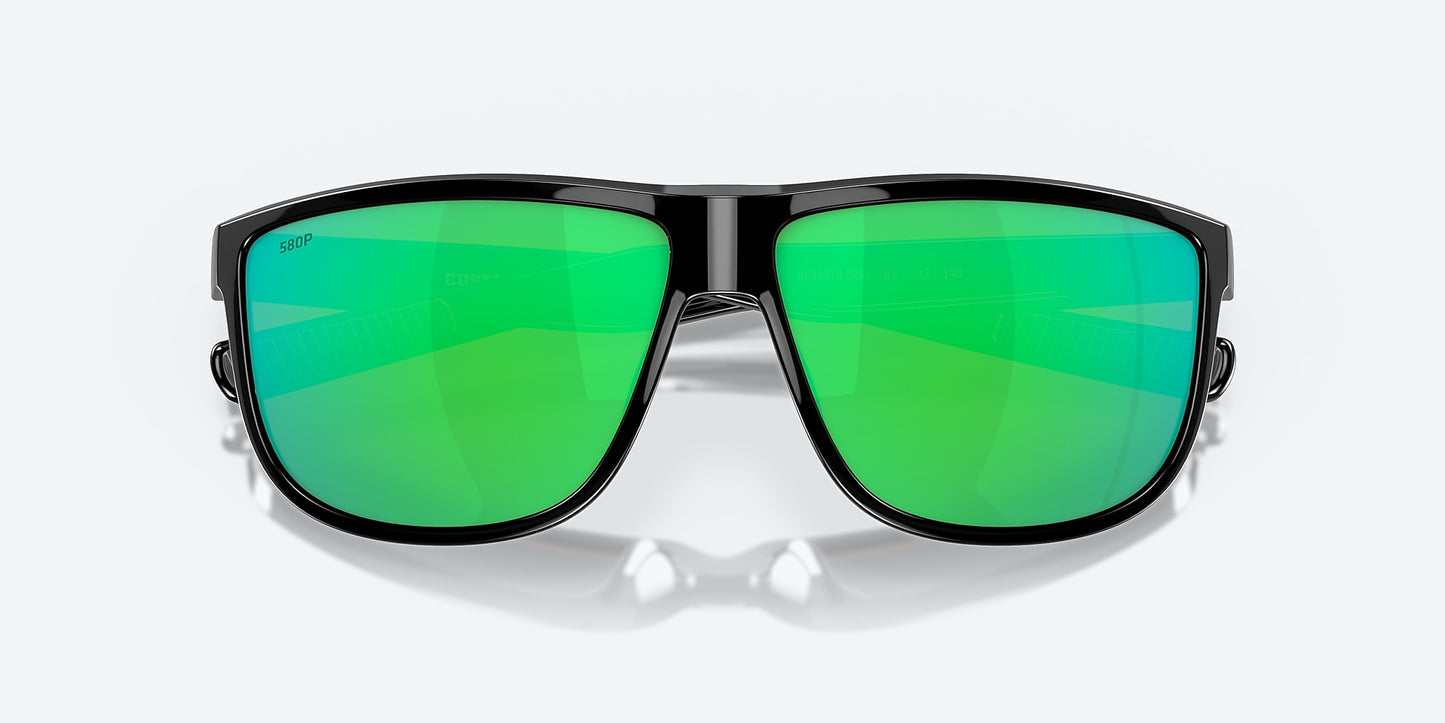 [Green Mirror Polarized Polycarbonate Lenses, Shiny Black Frame]
