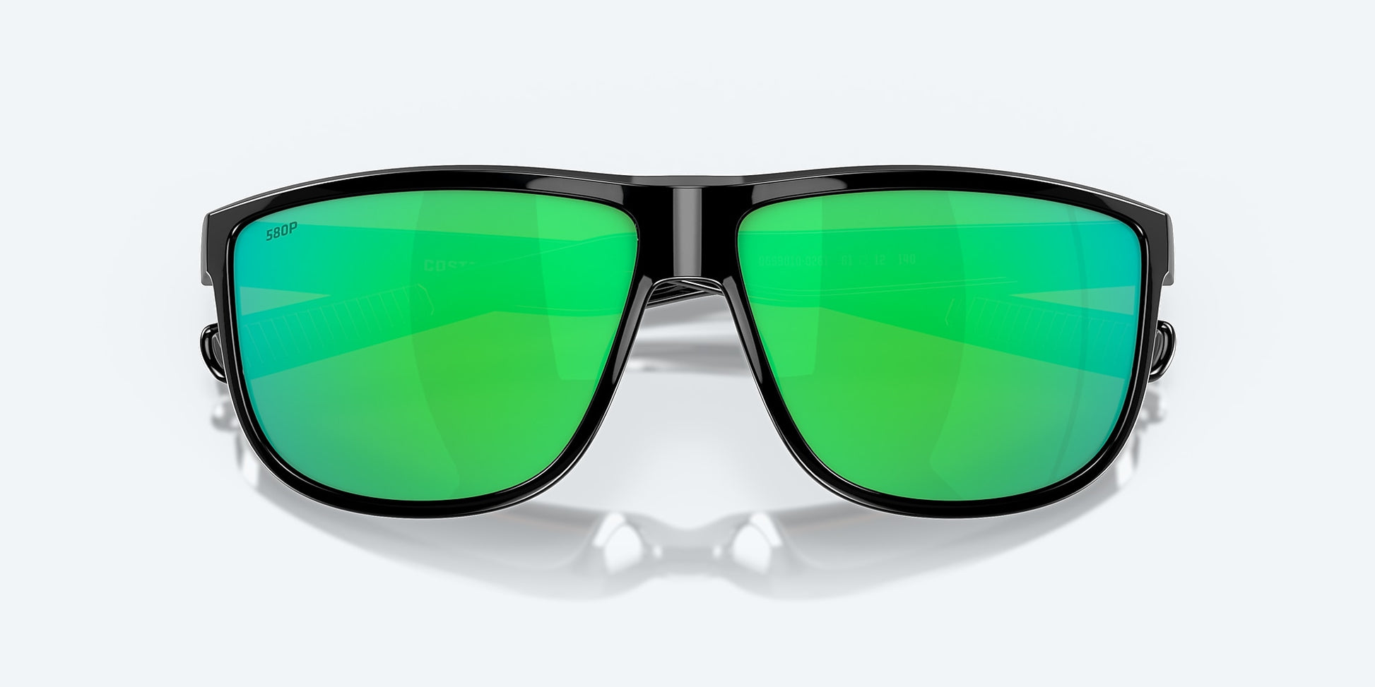 [Green Mirror Polarized Polycarbonate Lenses, Shiny Black Frame]
