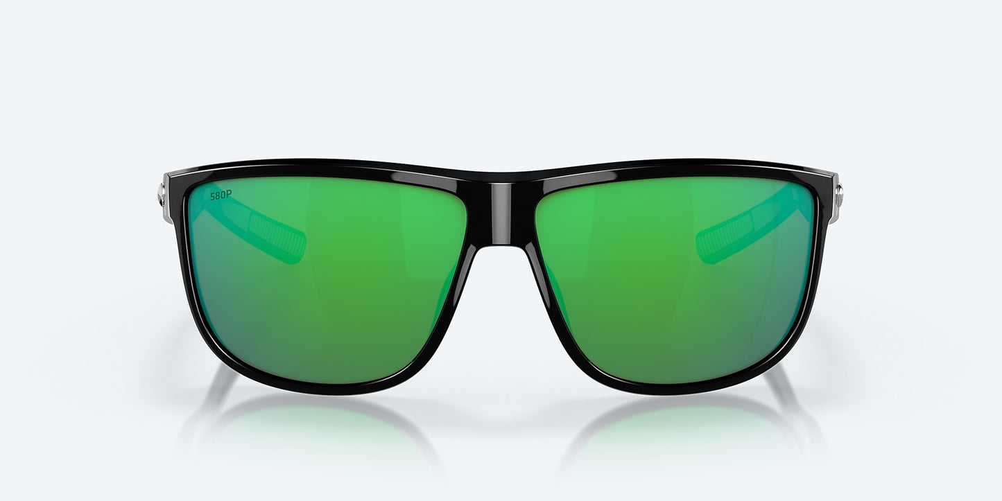 [Green Mirror Polarized Polycarbonate Lenses, Shiny Black Frame]