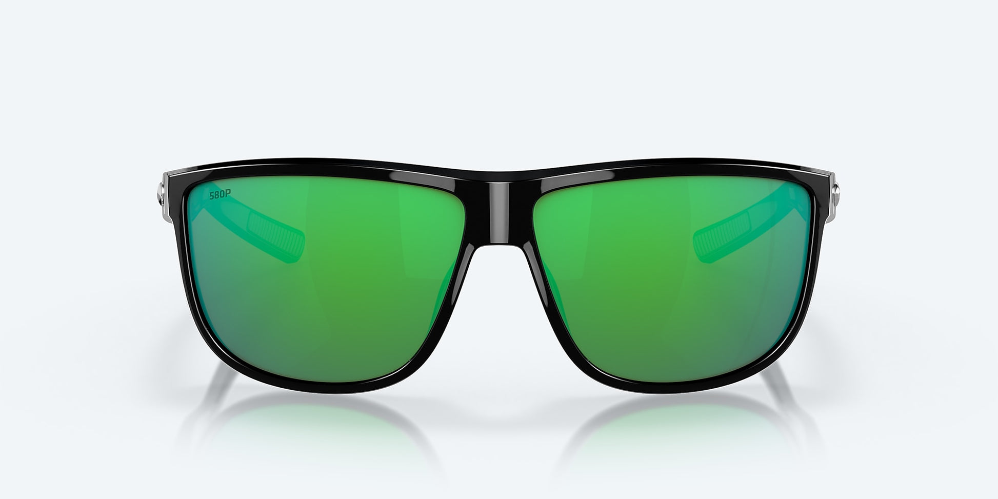[Green Mirror Polarized Polycarbonate Lenses, Shiny Black Frame]