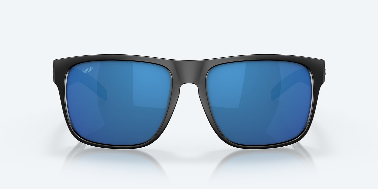 [Blue Mirror Polarized Polycarbonate Lenses, Matte Black Frame]