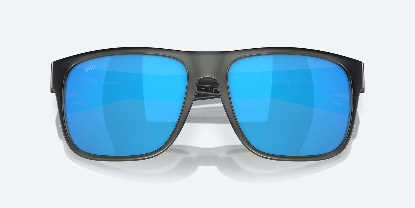[Blue Mirror Polarized Glass Lenses, Matte Smoke Crystal Frame]