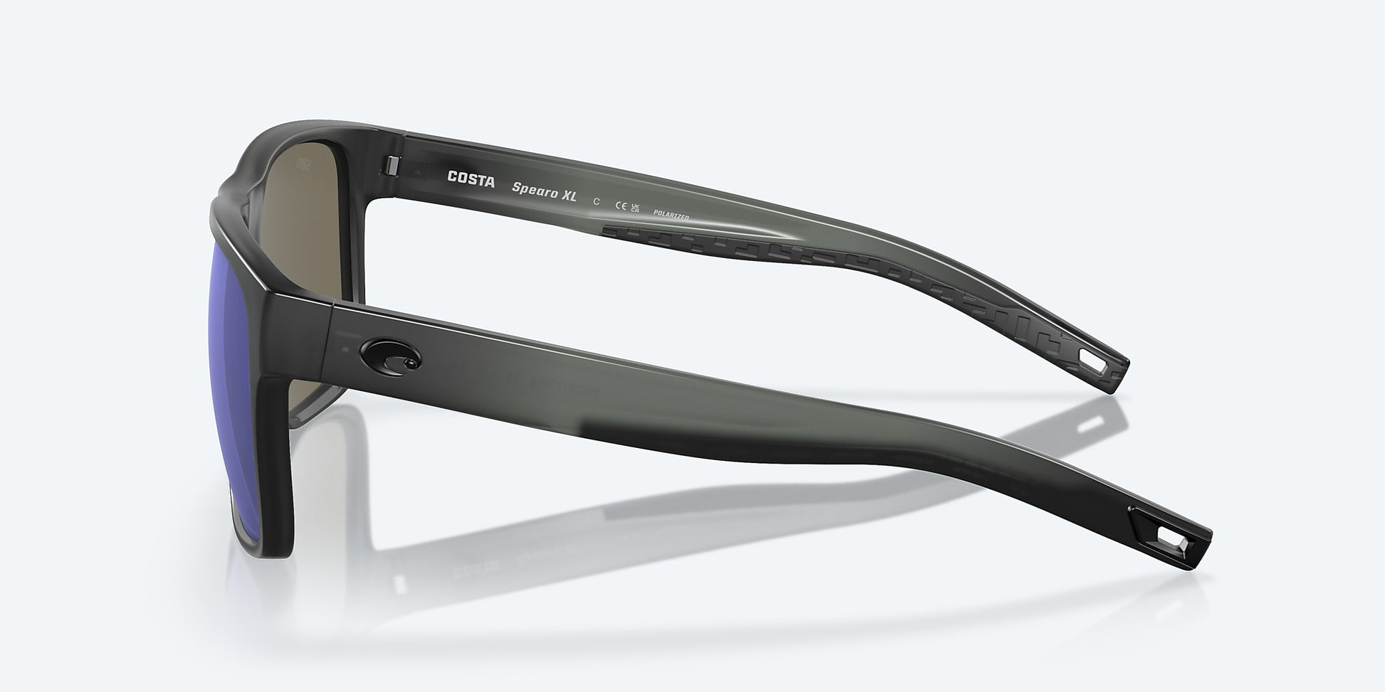 [Blue Mirror Polarized Glass Lenses, Matte Smoke Crystal Frame]