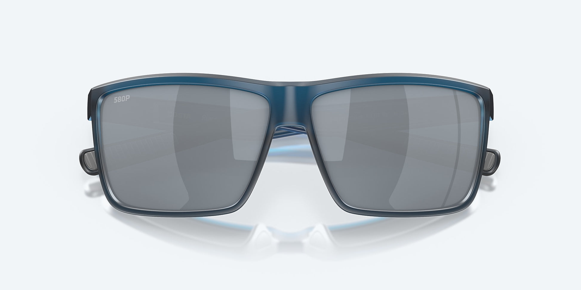 [Gray Silver Mirror Polarized Polycarbonate Lenses, Matte Atlantic Blue Frame]